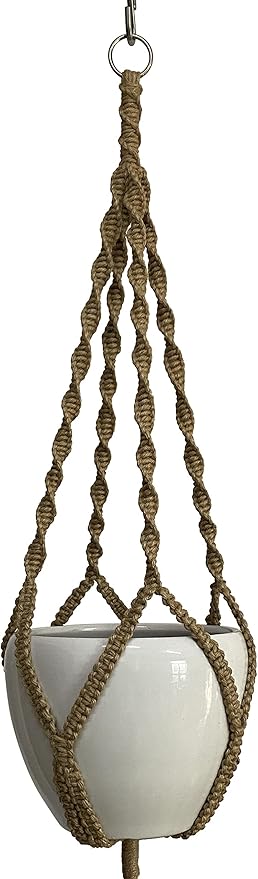 4 Legs Natural Hemp Rope Macrame Plant Hangers Hanging Planter Holders Haning Baskets, 48-inches for 10-12" Pot (Light Brown-Hemp)