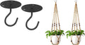 Mkono Macrame Plant Hangers Indoor Jute Hanging Planter Basket and Ceiling Hooks, Wood Beads Decorative Flower Pot Holder for Indoor Outdoor Boho Home Decor,Brown，Set of 2