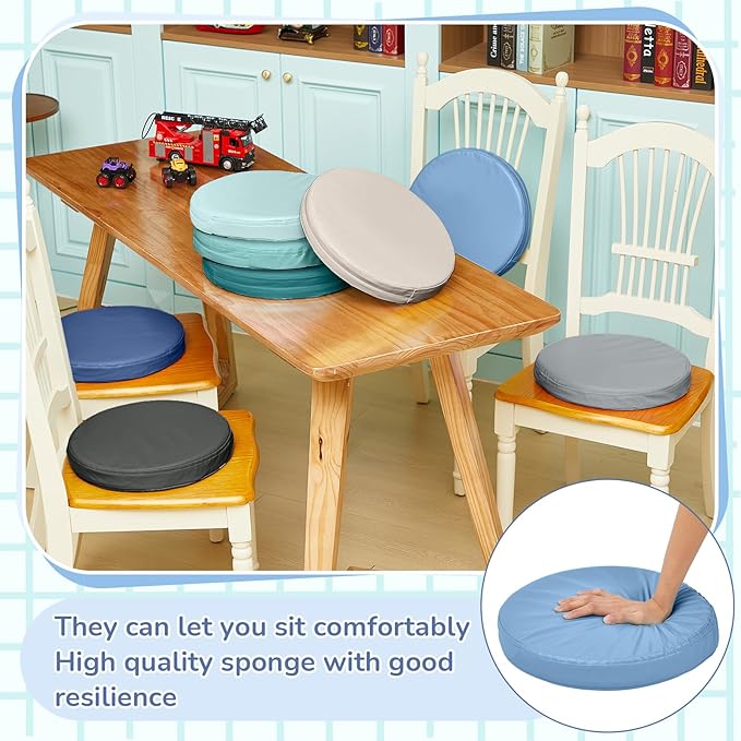 Juexica 8 Pcs Extra Thick Flexible Seating Floor Cushions Assorted Colored Floor Pillow Classroom Seat Cushions Soft Classroom Seating for Kids Learning Daycare School Chair(Blue Series)