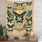 Adolphe Philippe Millot Print Poster Vintage Butterfly Tapestry 48”x36” Long Vertical Wall Hanging Reference Illustrative Wall Tapestries for Bedroom Aesthetic Tapestry Wall Hanging Bedroom Room Decor