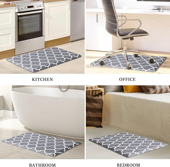 WISELIFE Anti Fatigue Floor Mat - 4/5 Inch Thick Kitchen Mat Non Slip Waterproof Heavy Duty Ergonomic Comfort Mat Durable for Home, Office, Sink, Laundry,(20" x 32", Grey)