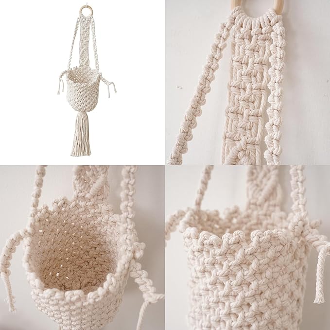 Boho Hanging Wall Basket Indoor - Cute Hanging Planter Farmhouse, Hanging Baskets for Organizing, Living Room Bedroom