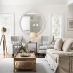 30 Inches Wooden Round Mirrors for Wall Decor, Rustic Farmhouse Circle Mirror for Bathroom Over Sink, Living Room, Entryway, Bedroom