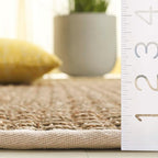 SAFAVIEH Area Rug 11x15 - Natural Fiber Collection - Large - Natural & Ivory, Seagrass, Basketweave Pattern with Border (NF114J)
