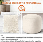 Pouf Ottoman Foot Rest, Comfortable & Soft, Round Footstool for Living Room, Bedroom, Office, Room Decoration, Corduroy Foot Stool Pouf with Odorless & Anti-Clump Filling, Small Beige