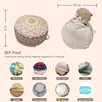 MOCOFO Round Bohemian Ottoman Pouf Cover, 18 Inch, Cotton Blend, Church Window Print, Living Room Storage Footrest, Cover Only (Light Tie-dye Pink)