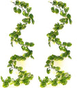 RECUTMS Artificial Monstera Leaf Vines Whit Light 2Pcs, 5.9FT Fake Hanging Ivy Plant Faux Tropical Palm Leaves Greenery Vine Garland Indoor Outdoor Garden Porch Patio Jungle Luau Birthday Party Décor