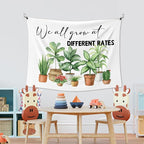 XLDLIOO Mental Health Plant Wall Tapestry, Inspirational Wall Tapestry Hanging for Classroom, We All Grow at Different Rates Tapestries Decor Art for Therapy Counselor Office 40x30in