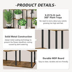 9 Tier Plant Stand Indoor, Thickened Metal Wood Corner Plant Shelf Stands for Multiple Plants, Indoor Tall Plants Stand Tiered Flower Holder for Living Room Patio Garden Balcony(Black+Brown)