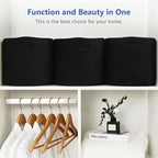 Cotton Rope Storage Basket, 15x10x9 Inches, Woven Basket for Shelves, Clothes, Towels, Books, and Laundry, Black (2 Pack)