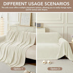 Couch Cover for Dogs, Boho Sofa Covers for 3 Cushion Couch, Chenille Sofa Slipcover for Pets Washable, L-Shape Sectional Couch Loveseat Cover Soft Throw Blankets with Tassels(71x118,Cream)