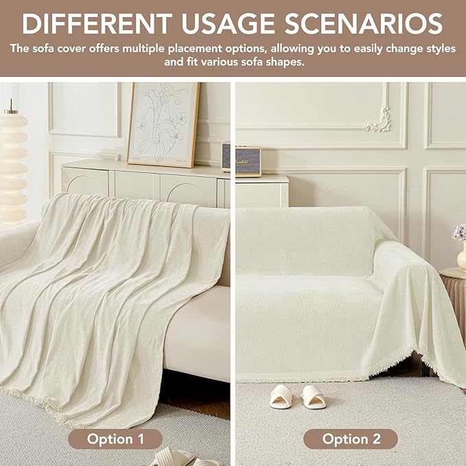 Armchair Couch Cover for Dogs 1 Cushion, Washable Recliner Covers Sofa Protector, Oversized Single Chair Covers, Accent Chair Couch Slipcovers, Pet Couch Cover Blanket Throws(71"x91", Cream)