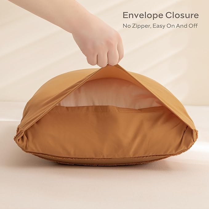 JELLYMONI Pillowcases King Size Rust 2 Pack Boho Striped Bed Pillow Covers 20x36in Polyester Envelope Pillow Shams Tufted Bohemian Textured (Pillows are not Included)