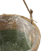 MY MIRONEY 2PCS Hanging Planter Basket Natural Seagrass Woven Plant Pot Hanger Hanging Plant Holder with Twine for Home Decor, Indoor & Outdoor Use, 8.11" x 4.96", Green