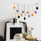 EOBTAIN Macrame Leaf Wall Hanging Large,Boho Purple Orange and Black Leaves Woven Tapestry Halloween Home Decor,Handmade Yarn Tassels Textile Feather Wall Art Decor for Living Room Bedroom