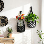 Macrame Wall Plant Hanger, Hanging Planter Basket Holder, Wall Planters for Indoor Plants, for Up to 6 Inch Pot (Black, 6-Inch)