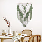 EOBTAIN Green Macrame Wall Hanging Handmade Boho Macrame Wall Decor with Yarn Tassel Bohemian Tapestry Woven Wall Art for Living Room Bedroom Home Apartment Nursery Dorm Decorations,16" W x 26" L
