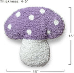 Mushroom Throw Pillow Tufted Decorative Cushion 15” x 15” – Decor for Bed, Couch, Living Room (Purple)