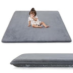 1.3" Thick Baby Floor Play Mat 59x79, Basic Padded Foam Mat for Tummy Time Crawling, Non Slip Cushioned for Babies Toddlers Infants Kids (Dark Grey)