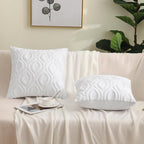 decorUhome Cozy Textured Throw Pillow Covers 16x16 Inch Set of 2, Soft Plush Faux Wool White Accent Couch Pillow Covers for Modern Farmhouse Sofa Bed Living Room