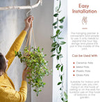feedee Macrame Plant Hangers - 6 Pack, Brown, Indoor/Outdoor, 11.9 lbs Capacity, Ready to Hang