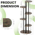 Tiered Plant Stand Indoor, Tall 6 Tier 7 Potted Wooden Plant Shelf for Multiple Flower Plants, Multi Corner Metal Plant Holder Indoor for Patio Garden Patent Design Living Room Balcony Bedroom, Rustic Brown