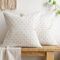 MIULEE Pack of 2 Decorative Burlap Linen Christmas Throw Pillow Covers Modern Farmhouse Pillowcase Rustic Woven Textured Cushion Cover for Sofa Couch Bed 24x24 Inch Pure White