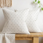 MIULEE Pack of 2 Decorative Burlap Linen Christmas Throw Pillow Covers Modern Farmhouse Pillowcase Rustic Woven Textured Cushion Cover for Sofa Couch Bed 24x24 Inch Pure White