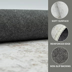 Washable 6×9 Area Rugs for Living Room, Vintage Floral Rug Soft Non Slip Stain Resistant Boho Carpet for Bedroom Dinning Room Kitchen Home Office 02 Beige