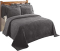 Better Trends Chenille Bedspreads Full/Double Size, Gray 100% Cotton Chenille Stripe Design Tufted Bedding Coverlet Soft Lightweight, 81"x110" 1 Pieces Jullian Collection