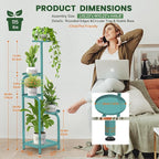 TOSKING 5 Tier Tall Plant Stand Indoor Outdoor,Anti-Tip Plant Stand indoor, Wide Base for Pots, Child and Pet Friendly,Heavy Duty Corner Shelf for Plants & Decor, Space Saving ,Tiered Metal Flower Pot Stand for Balcony, Garden, Living Room, Patio (Blue...