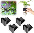 4 Pk Upgraded Aquarium Plant Holder, 3-Hole Hanging Aquarium Plant Holder with Clip, Suitable for Fish Tank Plant Potting, Aquarium Decoration, Plant Holder for Fish Tank, Black