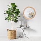 SWTHONY 15 Inch Boho Round Hanging Wall Mirror Decorative Rattan Circle Mirrors for Farmhouse, Living Room, Bedroom