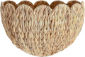 Scalloped Hanging Wicker Baskets for Wall, Scalloped Home Decor, Hanging Woven Rattan Wall Basket for Flowers Front Door Bathroom Storage (Water Hyacinth 1PC)