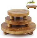 Wooden Plant Stands,Wood Risers Indoor Outdoor for Decor,Wooden Stool Display Stand for Home Table Bathroom Kitchen,Round Brown,3PCS