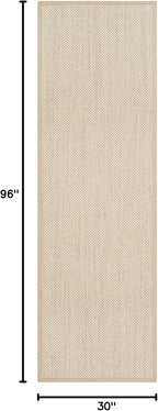 SAFAVIEH Natural Fiber Collection Runner Rug - 2'6" x 8', Marble & Linen Color, Sisal, Woven Design with Border (NF143B)