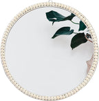 SWTHONY 20 Inch Boho Beaded Round Mirror Wall Decor, Decorative Hanging Circle Nursery Mirrors for Girl Room, Farmhouse, Livingroom, Bedroom