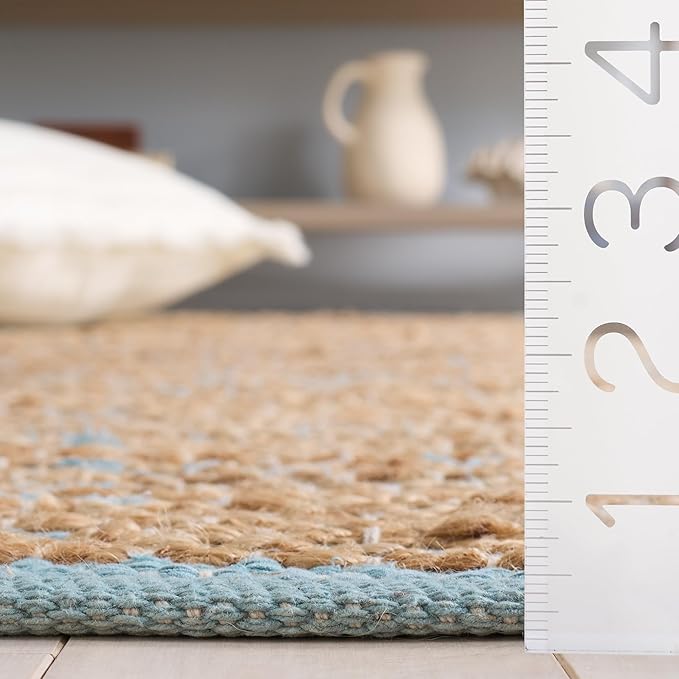 SAFAVIEH Area Rug 5x8 - Cape Cod Collection - Blue & Natural, Handmade Jute & Cotton, Ideal for Living Room, Bedroom, Dining Space (CAP236M)