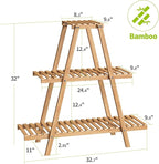 BMOSU Plant Stand Bamboo for Indoor Outdoor Tiered Plant Shelf 8 Potted Flower Holder Ladder Rack Garden Balcony Living Room Patio(3 Tier Natural)