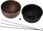 Foraineam 10.2 Inches Round Basket Hanging Planter Dual-pots Design Garden Flower Plant Pots Hanging Planter Baskets with Drainer and Chain for Indoor Outdoor Use
