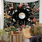 Jhdstore Moon Tapestry for Bedroom Boho Tapetry Wall Hanging Botanical Plant Wall Tapestries Small 36x48 Inch