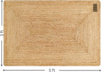 Handcrafted Jute Braided Rug 3x5 Feet - 100% Natural Jute Area Rug - Rustic Farmhouse Boho Accent Rug for Living Room Bedroom Kitchen Hallway Entryway Reversible Handwoven Floor Rug