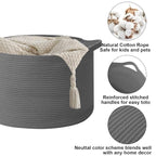 65L Large Blanket Basket,19.7" L x 19.7" W x 13" H Rope Woven Baskets with Handles, Toys Storage Bins,Laundry Basket Perfect for Living Room, Nursery,Bedroom,Home Organization,Dark Gry