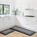 KitchenClouds [2 PCS] Kitchen Rugs Cushioned Anti-Fatigue Kitchen Mats for Floor Waterproof Kitchen Rug Set Non-Slip Comfort Standing Mat for Office, Sink, Laundry 20"×30"+20"×47",Black