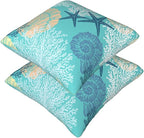 Coastal Beach Pillow Covers 18x18 Set of 2, Starfish Coral Seahorse Throw Pillow Covers Outdoor Decorative Pillow Case for Couch Bed Sofa Cushion Home Decor