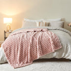 NEWCOSPLAY Super Soft Twin Blanket Pink Premium Silky Flannel Fleece 3D Clouds Stylish Jacquard Lightweight Bed Blanket All Season Use 350GSM (Pink, Twin(60"x80"))