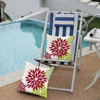 DFXSZ Wine Red Green Flower Pillow Covers 18x18 Inch Set of 2 Outdoor Throw Pillows Outdoor Waterproof Decor for Living Room Sofa Patio Funiture Garden Floral Polyester Pillow Covers 002U18