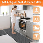 Kitchen Mats, 2PCS Kitchen Rugs, Cushioned Anti Fatigue Kitchen Mats for Floor, Non-Slip Standing Desk Mat, Waterproof Kitchen Rug Set for Kitchen Floor Office,17.3"×30"+17.3"×59" Grey