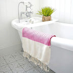 Bazaar Anatolia Turkish Beach Towel 100% Cotton Bath Towels 71x39 Quick Dry Sand Free Lightweight Large Oversized Herringbone Hot Pink Fuscia
