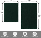 MIULEE Dark Green Set of 2 Waffle Bathroom Rugs, Boho Bath Rugs Non Slip Washable, Super Absorbent Bath Mats, Ultra Soft Rubber Backed Shower Mats for Bathroom Floor, Tub, 17"x24"+18"x30"